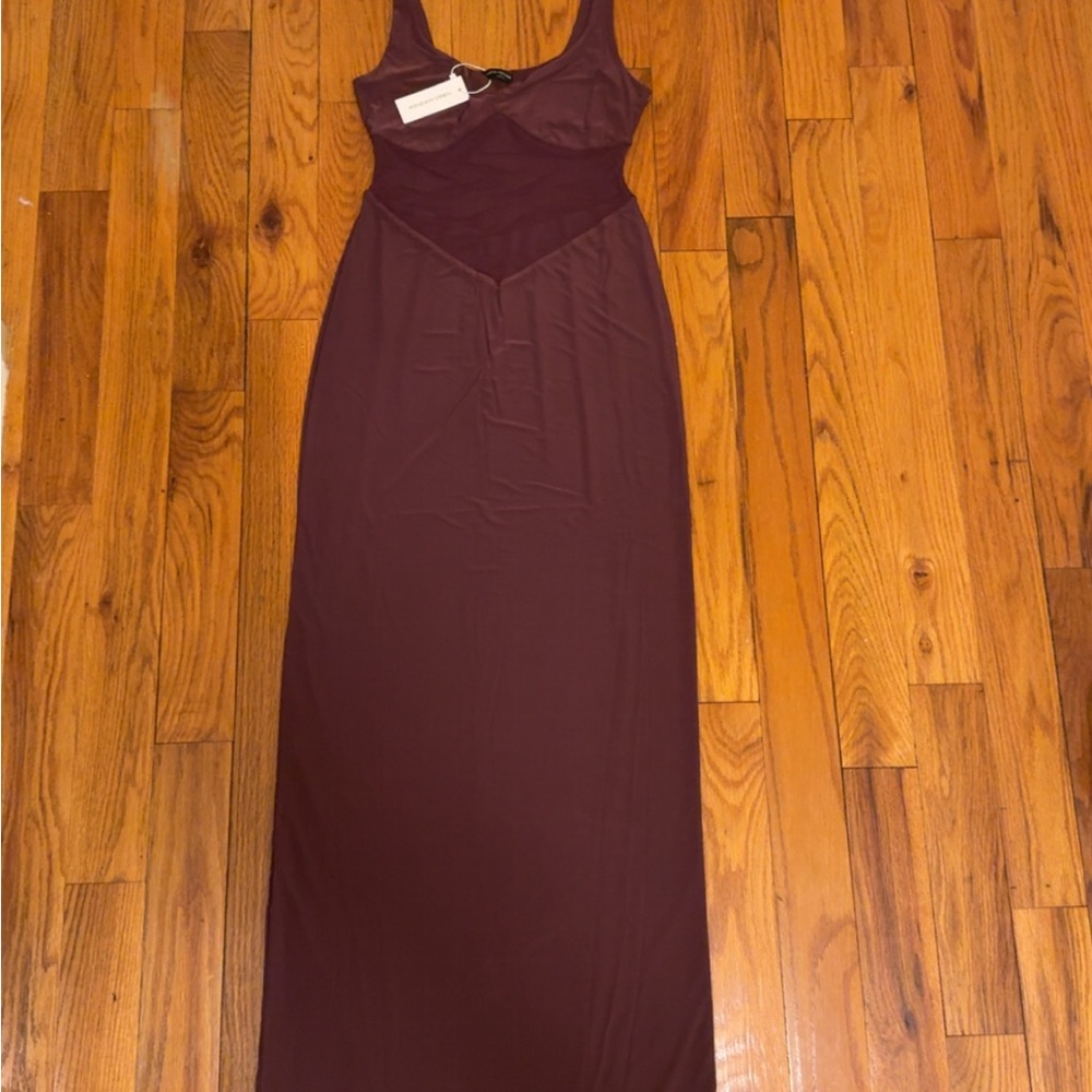 Naked Wardrobe Deep Burgundy Maxi Dress